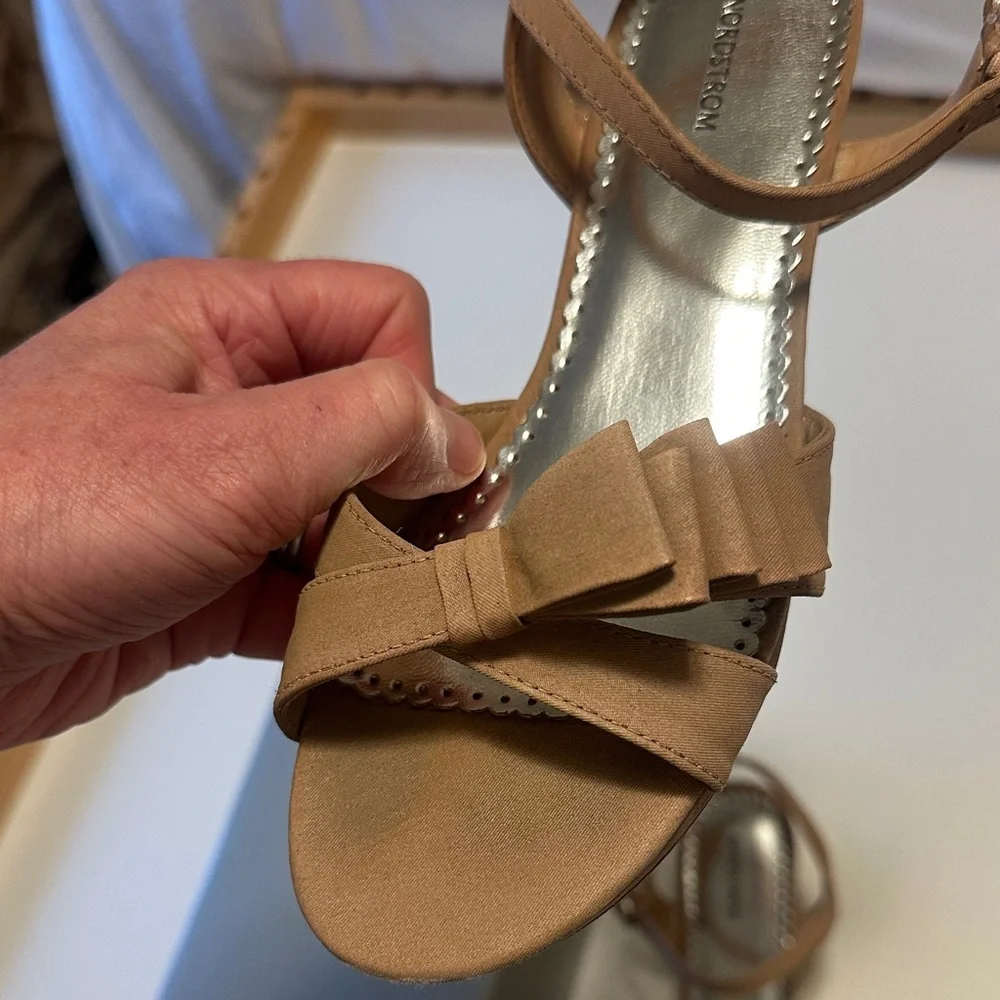 Nordstrom Nude Sandals with Bow Accent